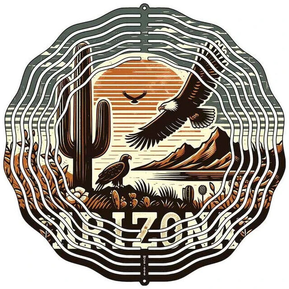 10" Metal Arizona Landscape Wind Spinner 360 swivel hook Garden Lawn Yard Decor Home & Garden:Yard, Garden & Outdoor Living:Décor:Windmills & Wind Spinners Style Your Walls